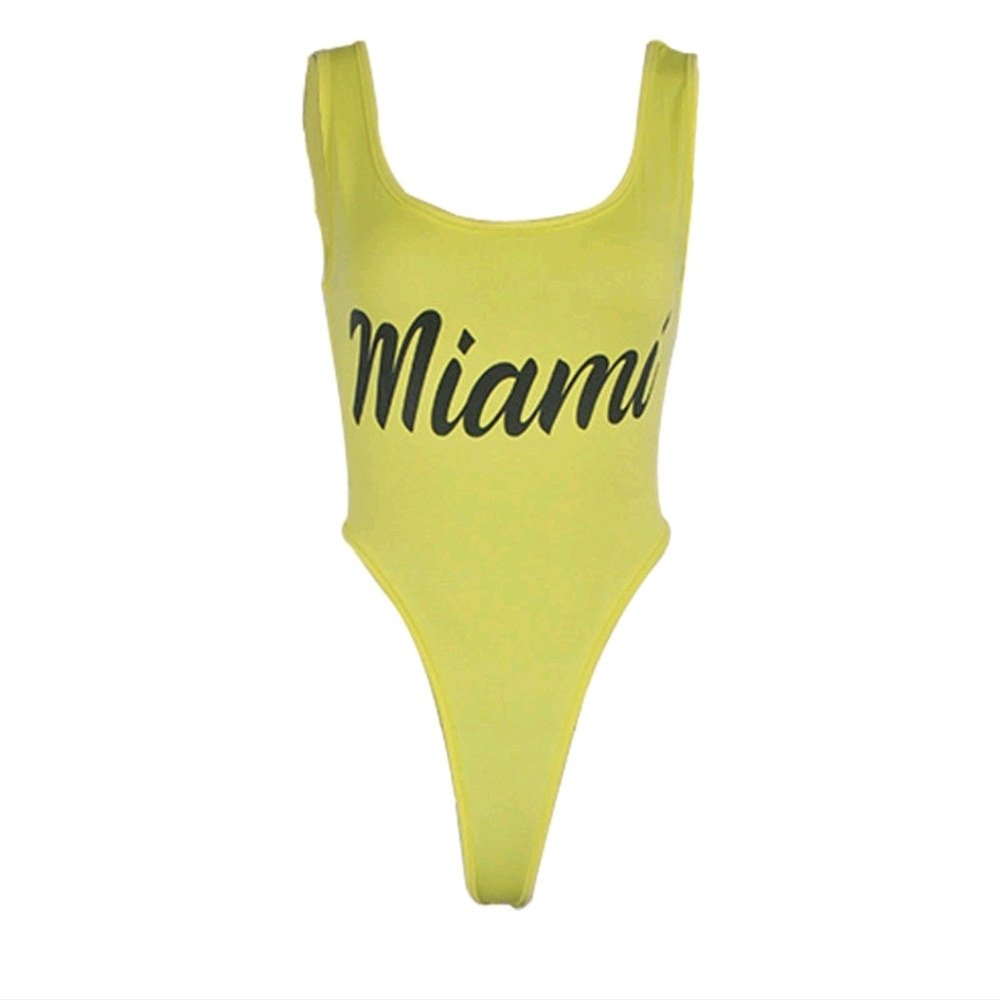 Yellow- High waisted one piece